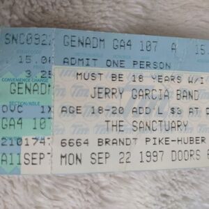Jerry Garcia band 1997 ticket stub unisex